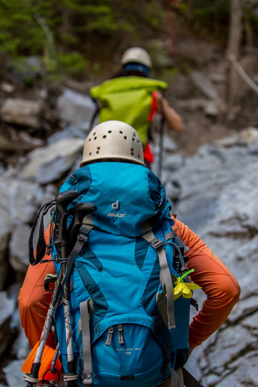 two people hiking