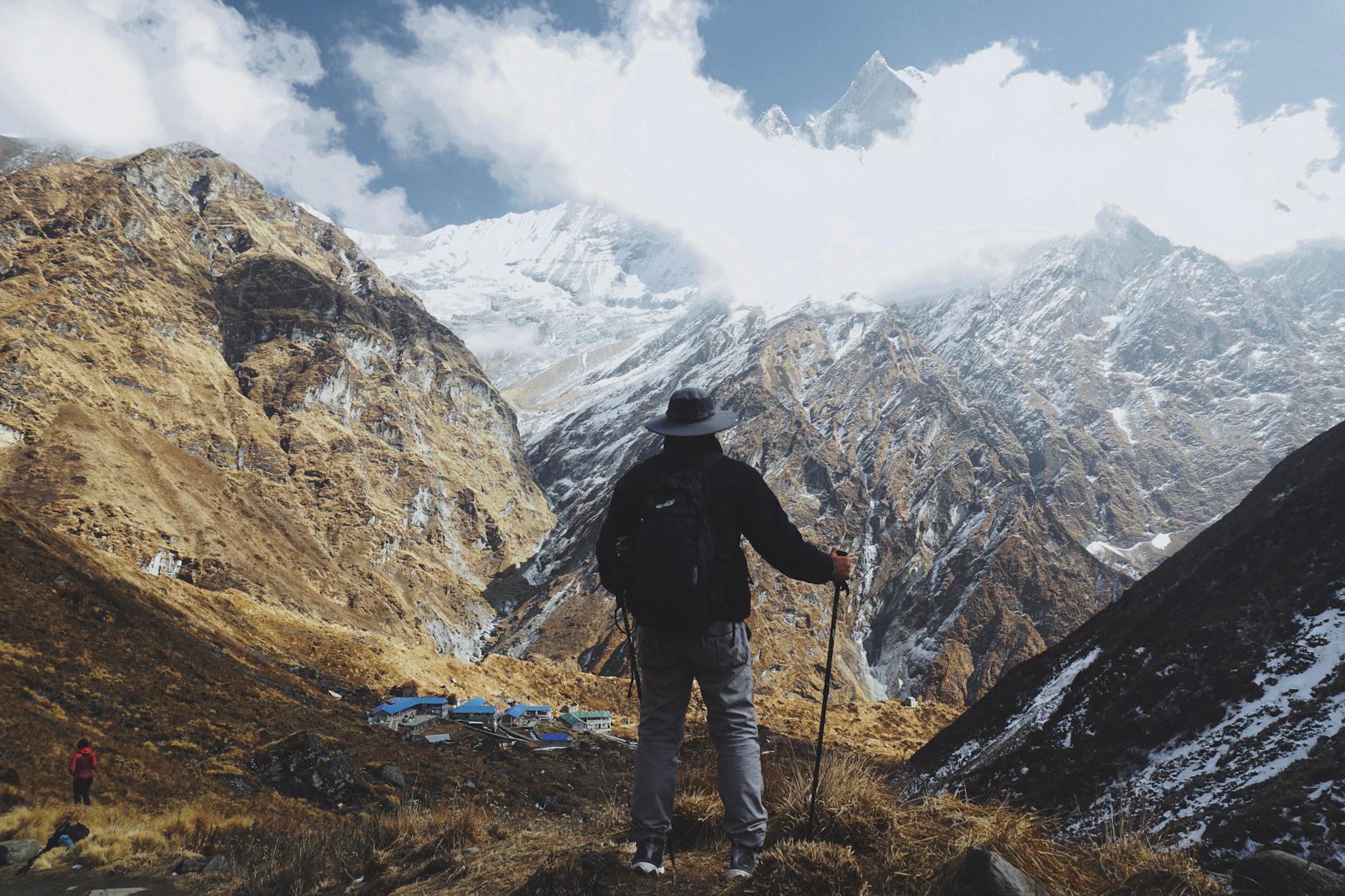 a man standing on a mountain